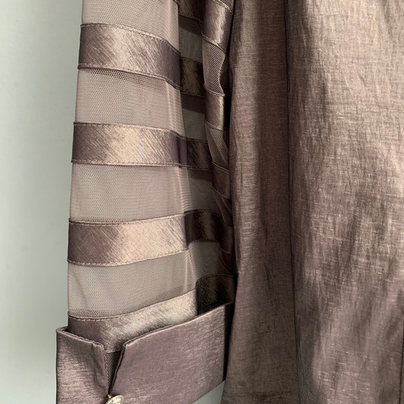 Vintage Tradition Sears Silver Gray Mesh Blouse Rhinestone Button Up Size 18 - Picture 4 of 13